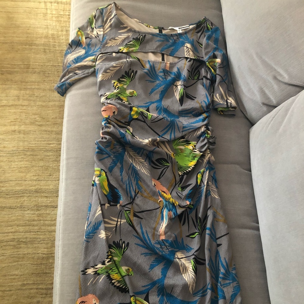 Tracy Reese tropical  print stretch silk dress 8